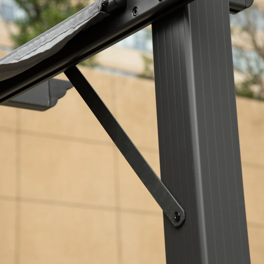 Padiglione Pergola Patio Roof con Tetto Scorrevole Giardino Alluminio Grigio Carbone + Grigio Scuro 3x3x2.23m