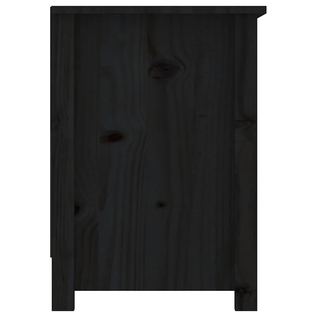 Mobile Porta TV Nero 103x36,5x52 cm in Legno Massello di Pino 814588