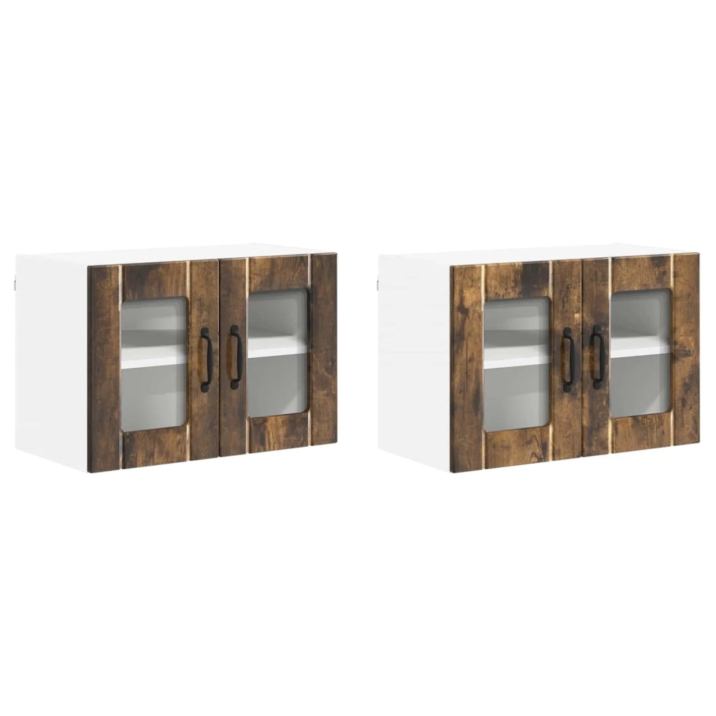 Mobile in vetro da parete LUCCA 2 pcs Rovere Fumo