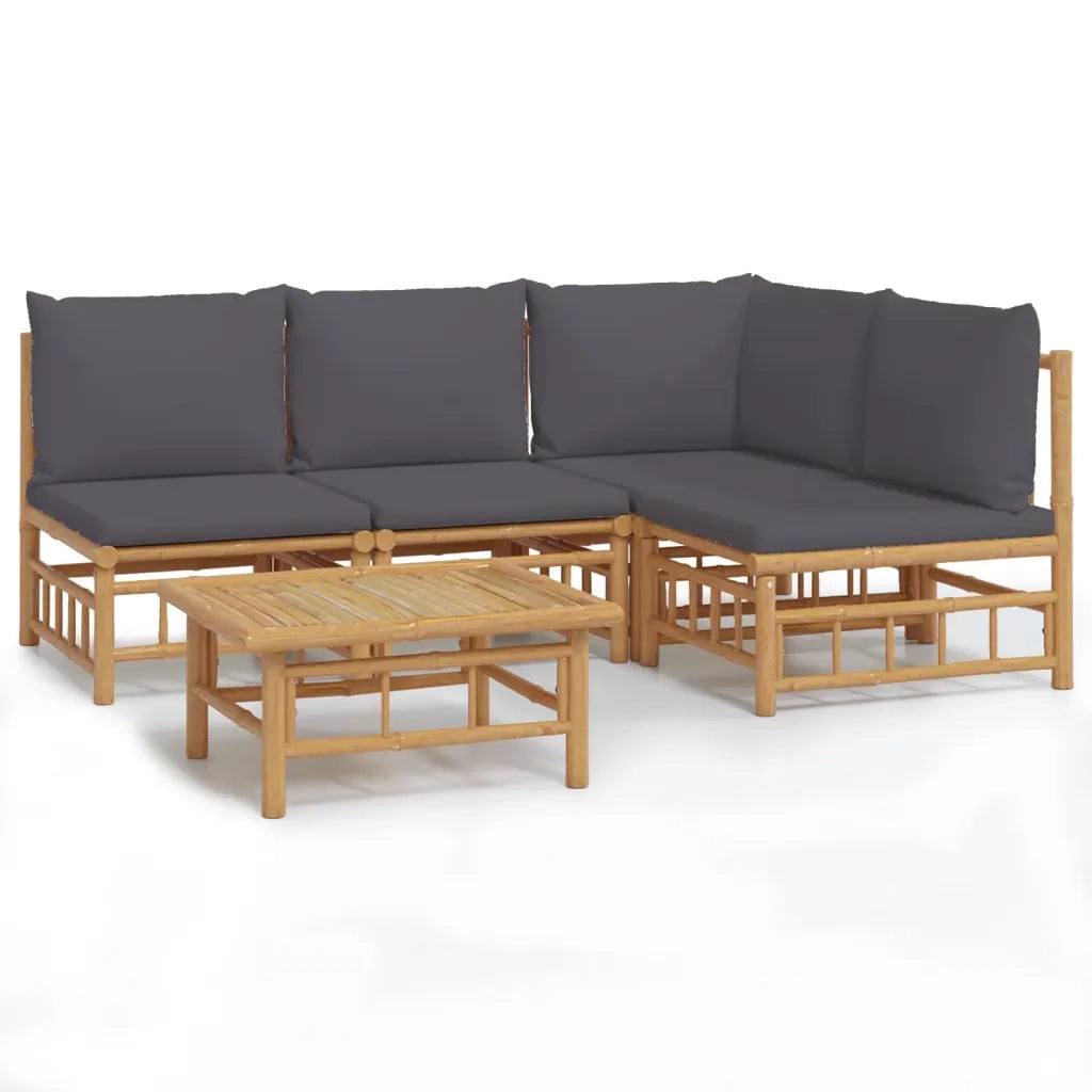Set Salotto da Giardino 5pz con Cuscini Grigio Scuro BambÃ¹