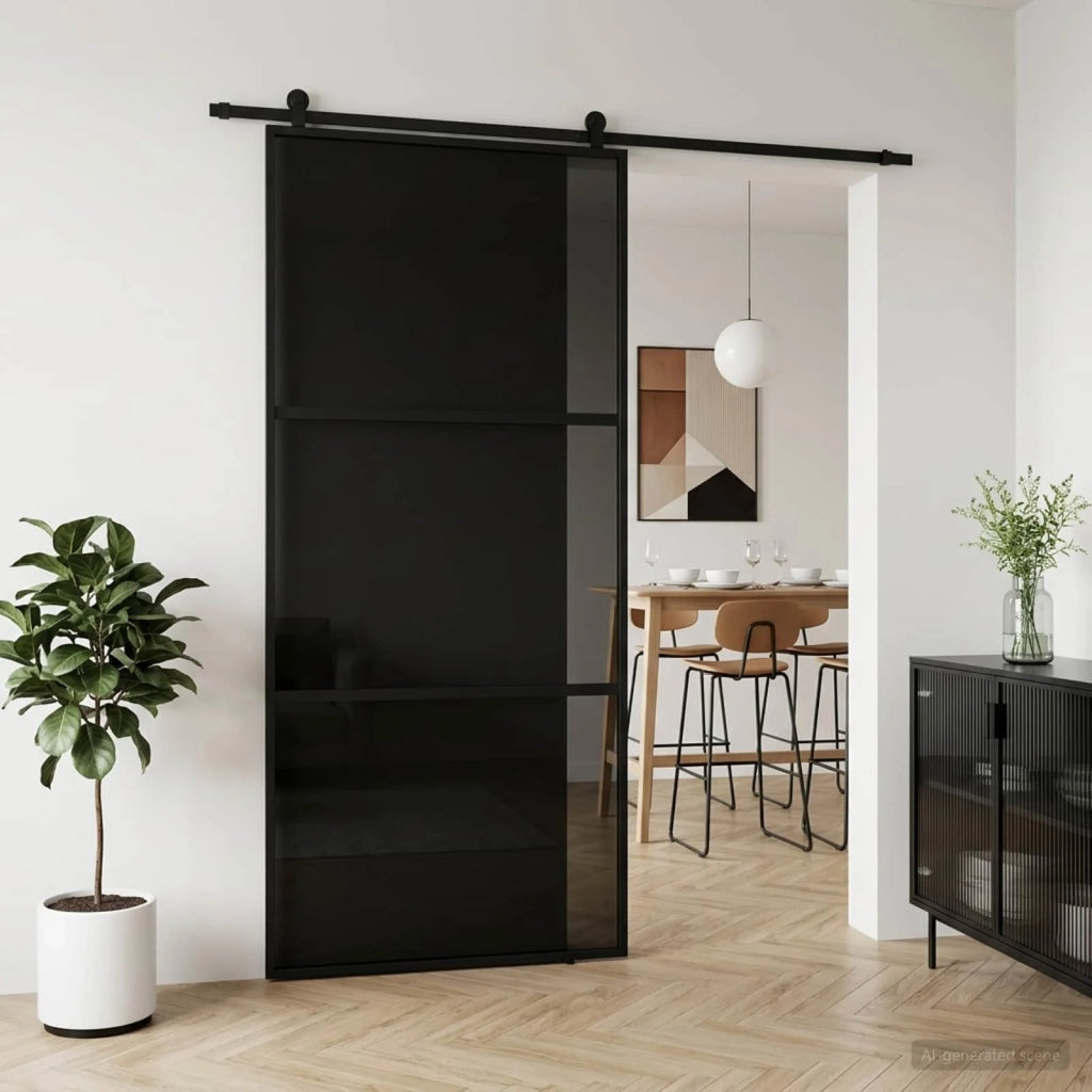 Porta scorrevole 102 x 205 cm Vetro Temperato e Alluminio 42054110