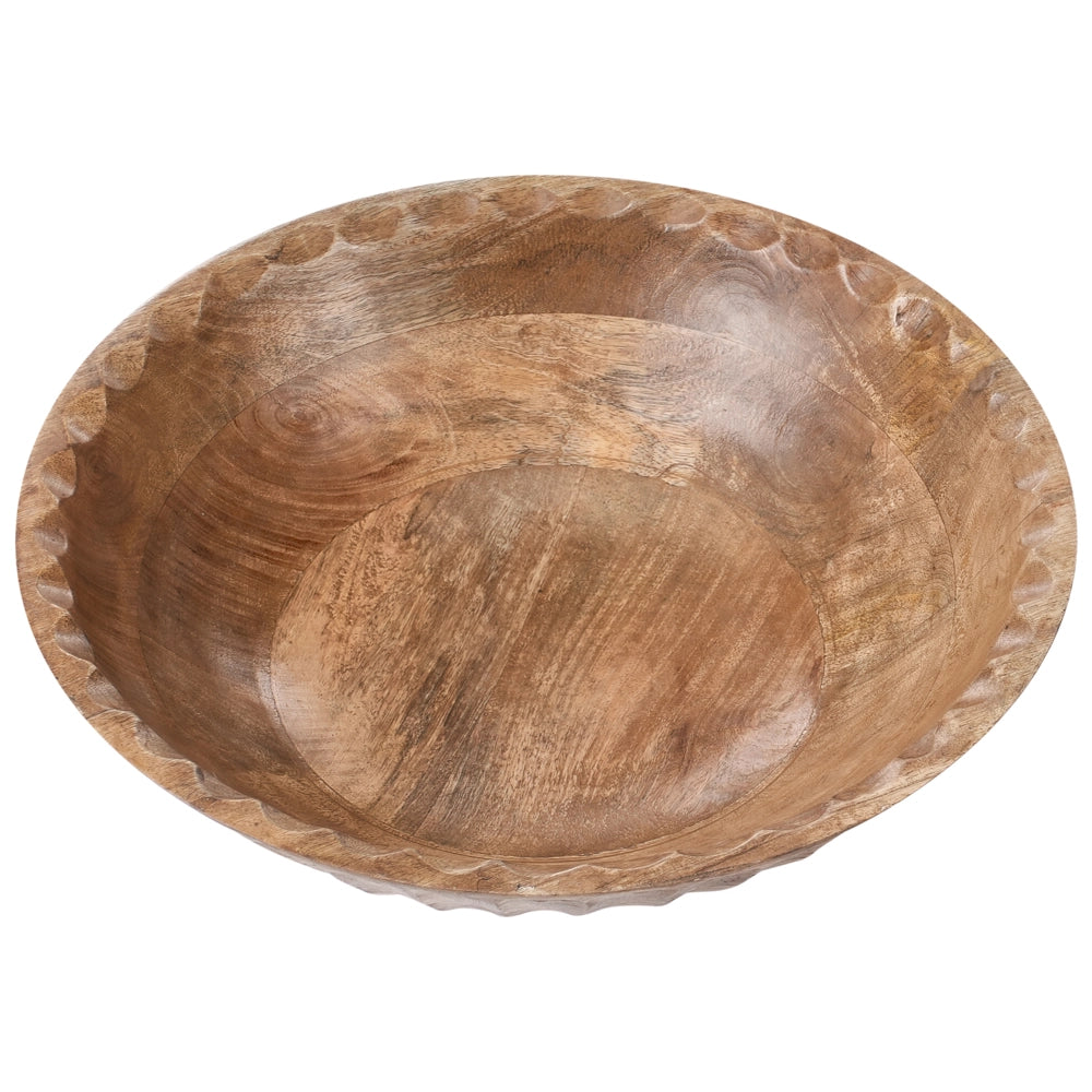 Set di 2 ciotole per frutta in legno di mango fatte a mano in stile moderno marrone chiaro