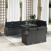 Set Divano da Giardino con archiviazione 9 pcs Nero polyrattan 3348669