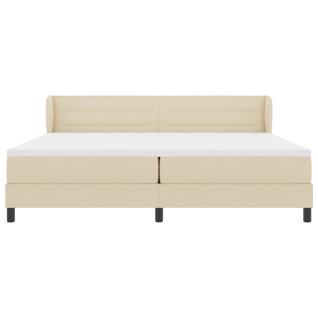 Letto a Box Spring con Materasso Crema 200x200 cm Tessuto