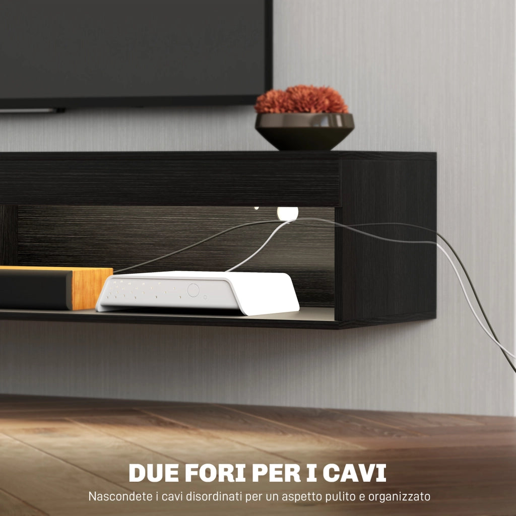 Mobile TV Sospeso con Luci LED e Telecomando ¨C zephmum ¨C Nero, 180x40x30cm
