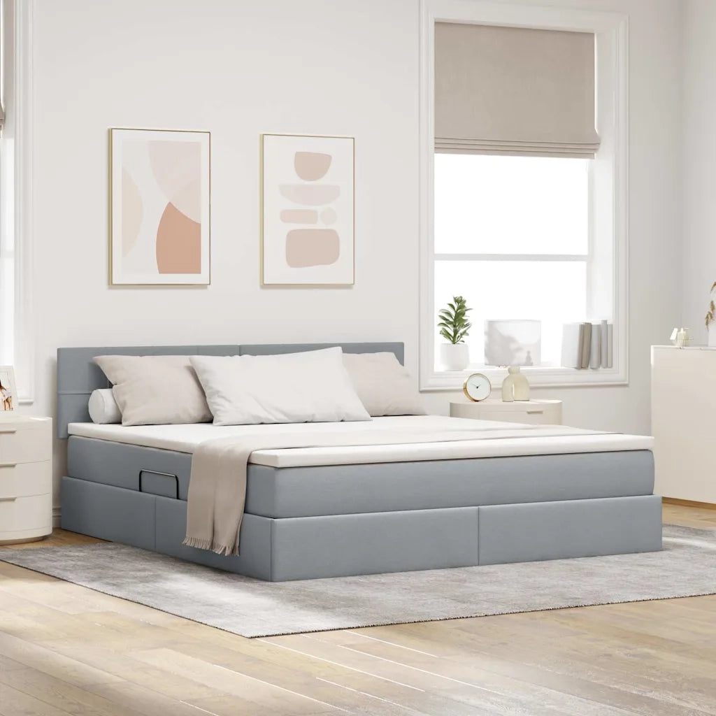 Letto con contenitore e materasso Grigio chiaro 160 x 200 cm 3370518