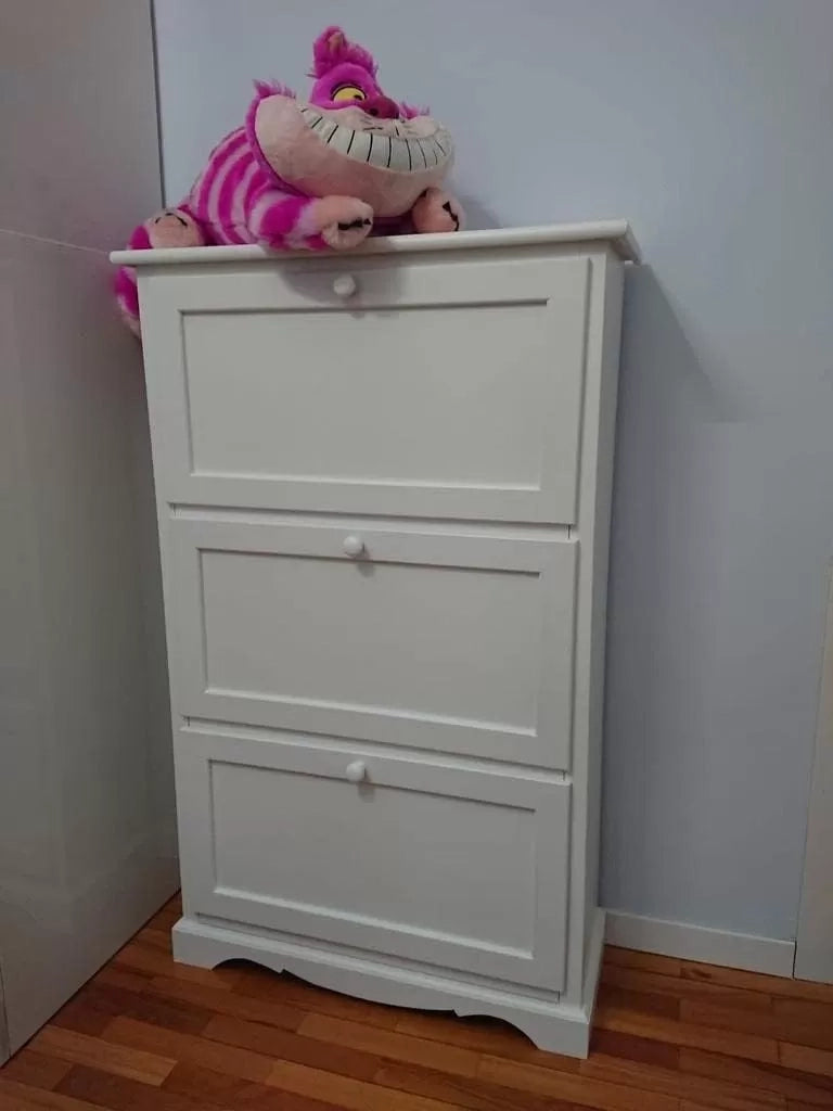 scarpiera 3 ante ribalta arte povera legno bianco 79x30x130 (1280) - Mobili 2G