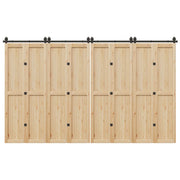 Kit di Binari per Porte Scorrevoli 366 cm Acciaio Nero