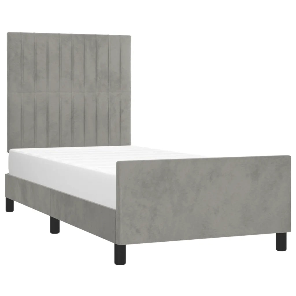 Giroletto con Testiera Grigio Chiaro 90x200 cm in Velluto cod mxl 40838