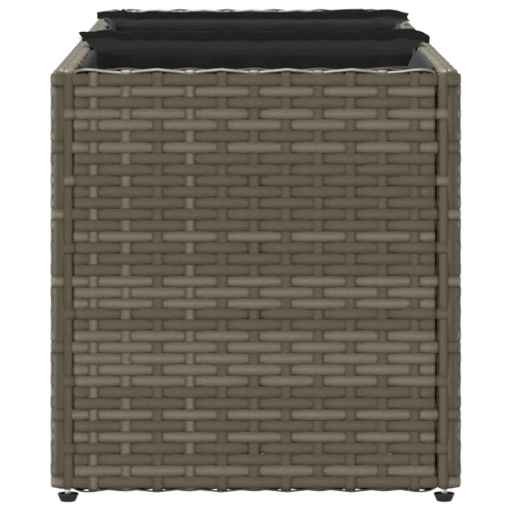 vidaXL Fioriere da Giardino con 3 Vasi Grigie 105x30x32 cm Polyrattan
