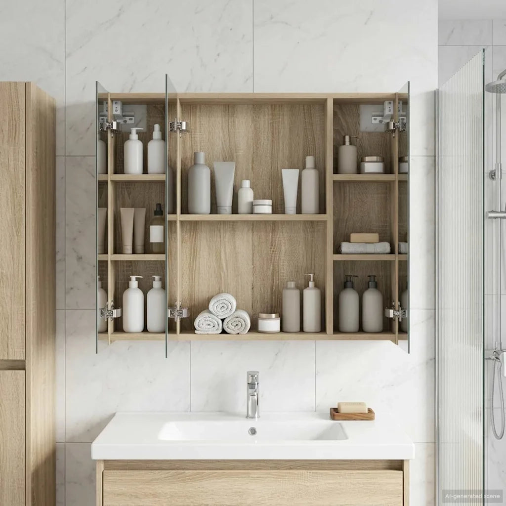 Mobiletto per specchio da bagno Rovere Sonoma 80 x 14.5 x 70 cm