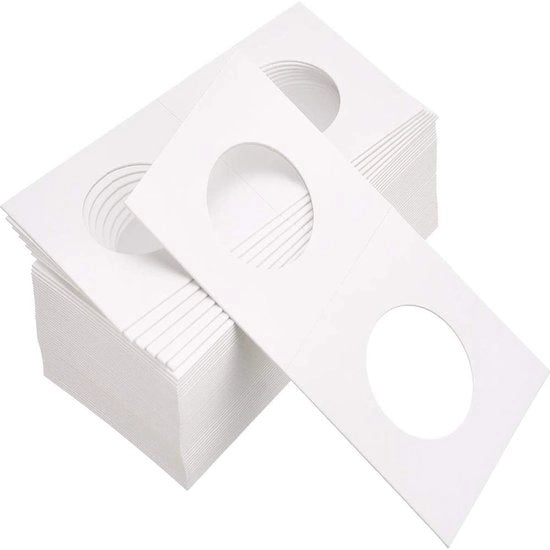 Munthouder per 100 pezzi - Materiale cartone/Mylar - Muntflip - 25 mm/31,5 mm - Muntenhouder per lunga conservazione - Protezione per le monete - Muntenhouder