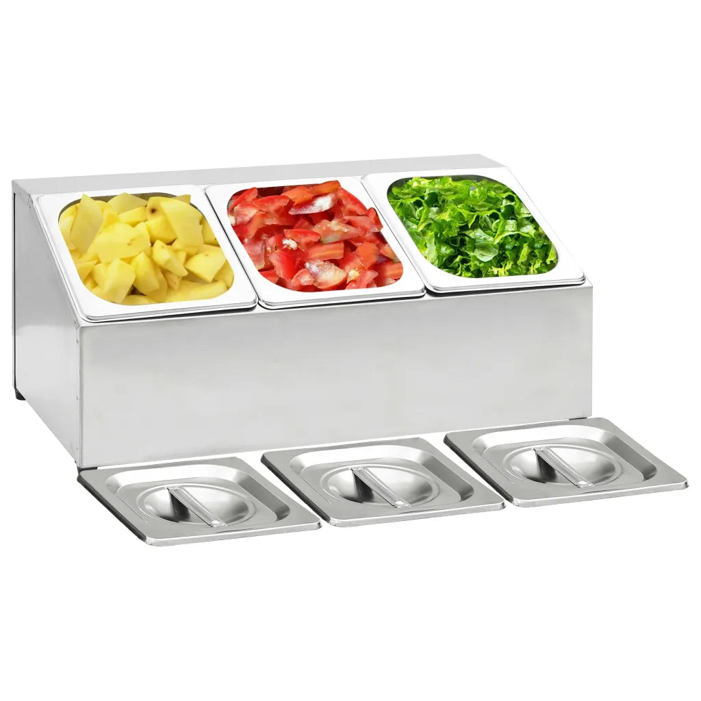 Supporto Gastronorm con 3 Contenitori GN 1/6 in Acciaio Inoxcod mxl 81628