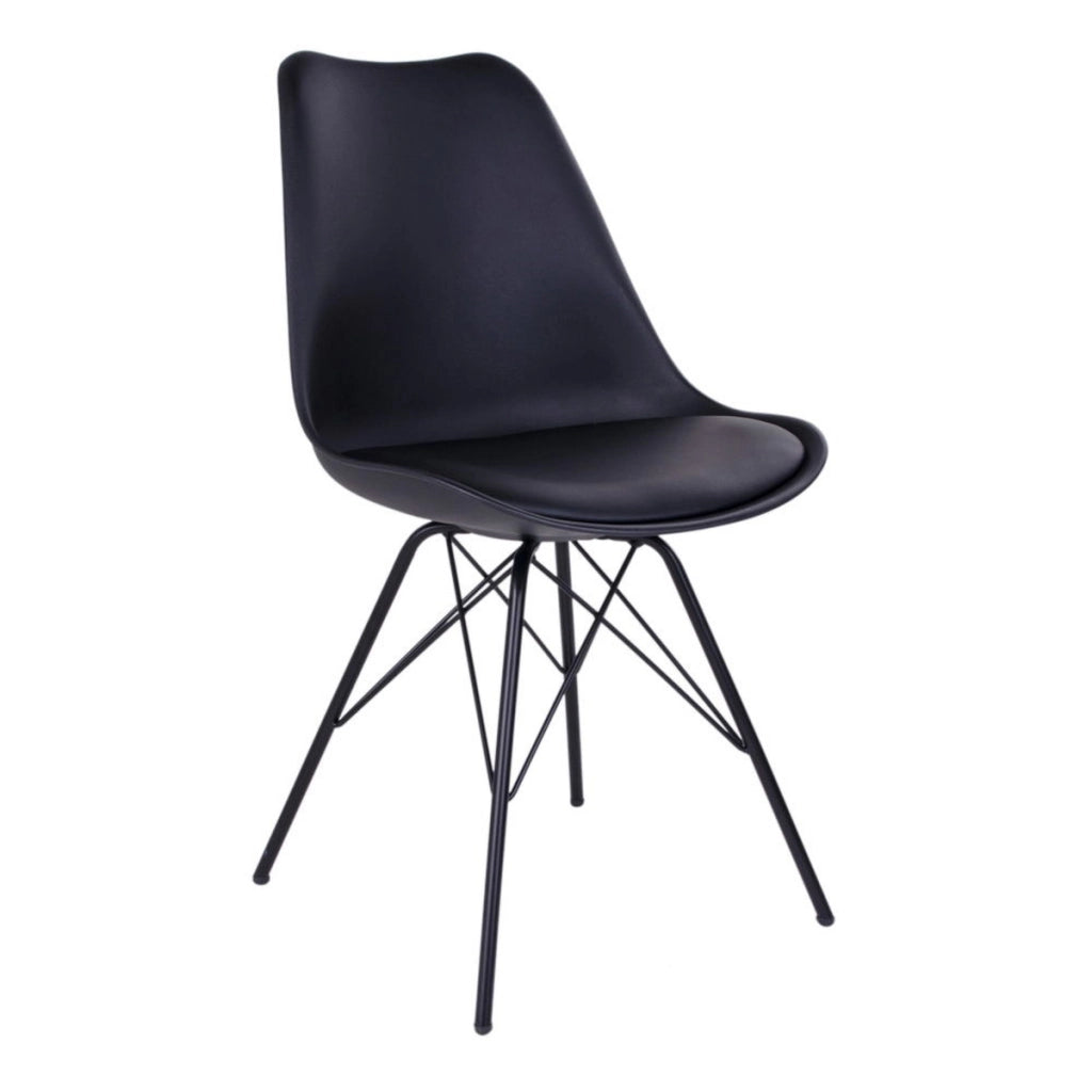 Set di 2 Sedie Oslo, Nero, Similpelle, 55x48x84 cm