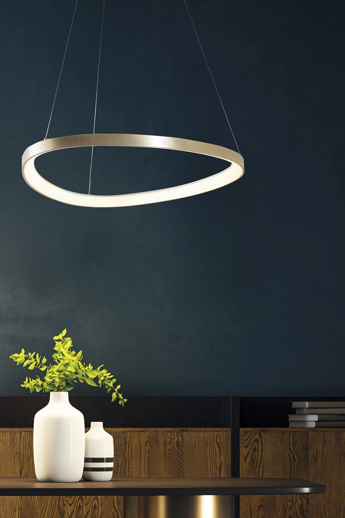 Lotus Sospensione a LED 60W 3000K Nero - Lampada da soffitto asimmetrica moderna IP20 CRI80 dimmerabile - Rossini Group