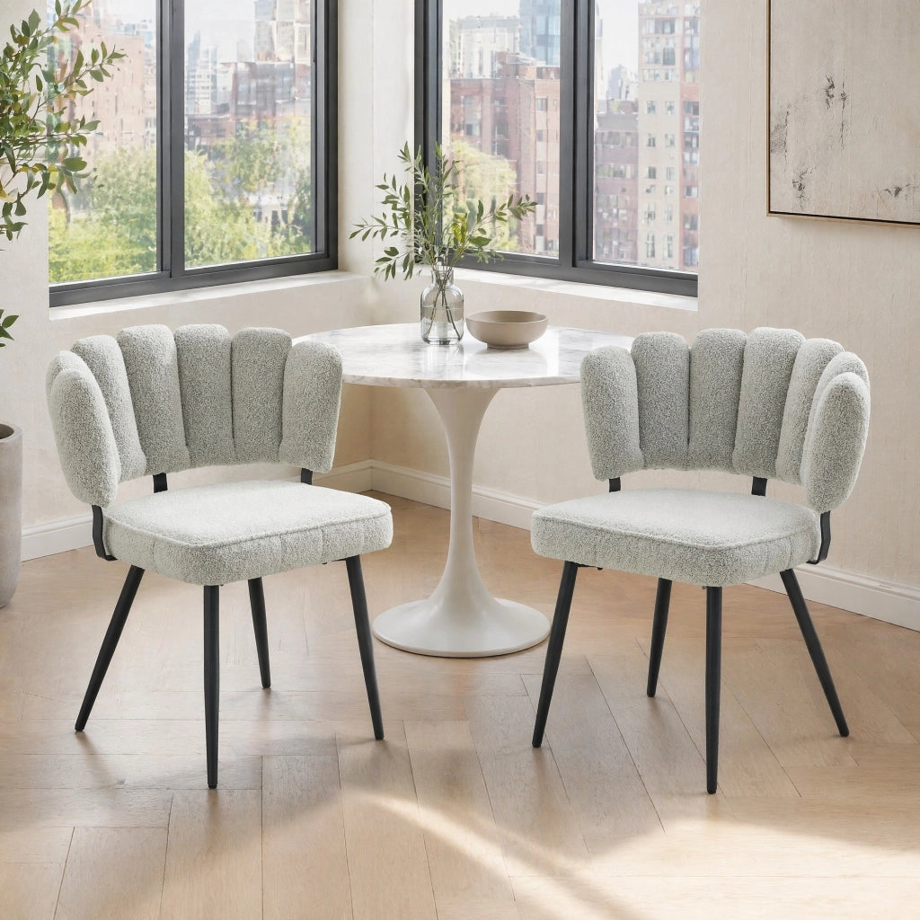 SEDIA Da pranzo Set da 2 pezzi 80 cm Tessuto grigio chiaro e metallo nero