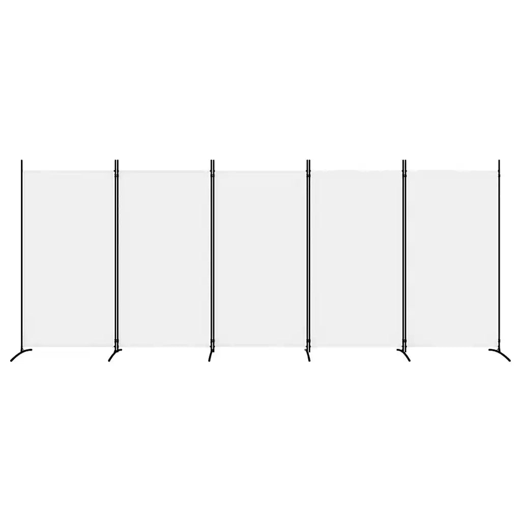 Divisorio Ambienti | Divider per stanze | Paravento a 5 Pannelli Bianco 433x180 cm Tessuto