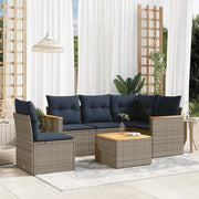 Set Divani da Giardino 6 pz con Cuscini Grigio in Polyrattan 3225984