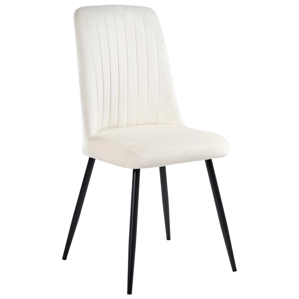 Set di 4 sedie da pranzo con seduta in velluto imbottito Stile moderno Senza braccioli Gambe in ferro bianco sporco