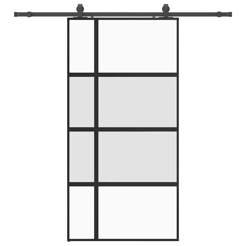 vidaXL Porta Scorrevole Ferramenta Nera 102,5x205 cm Vetro Temperato