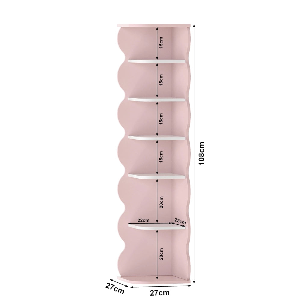 Scaffale Angolare Vestnes per Cameretta 108 x 27 x 27 cm - Rosa / Bianco [en.casa]