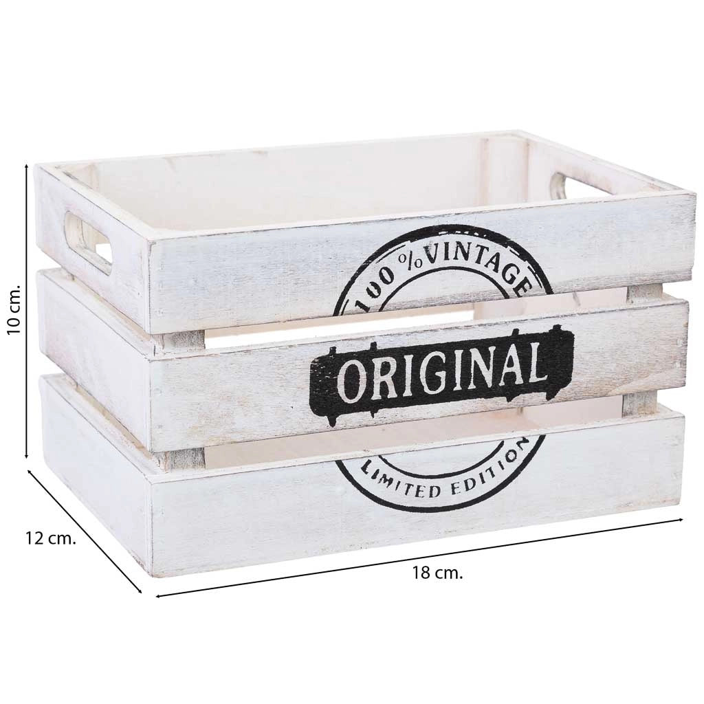 Cassetto in legno bianco 18x12x10h cm