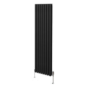 Radiatore a colonna ovale e valvole cromate TRV Designer Nero 1800mm x 480mm