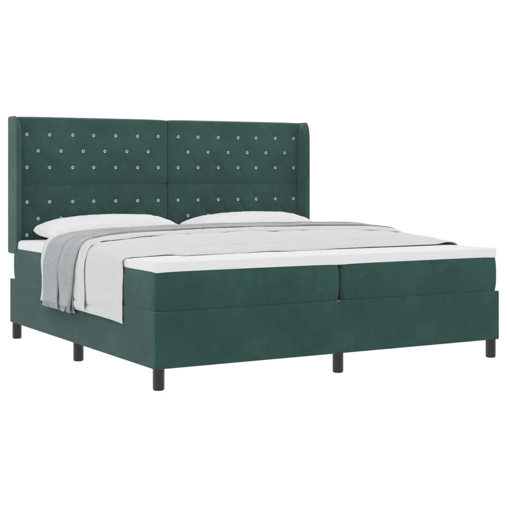Letto a molle con materasso Verde Scuro 200 x 200 cm Velluto 3341975
