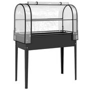 Letto per Orto Rialzato 100x49x136 cm con Copertura Mini Serra e Foro di Drenaggio in Metallo e Plastica Nero