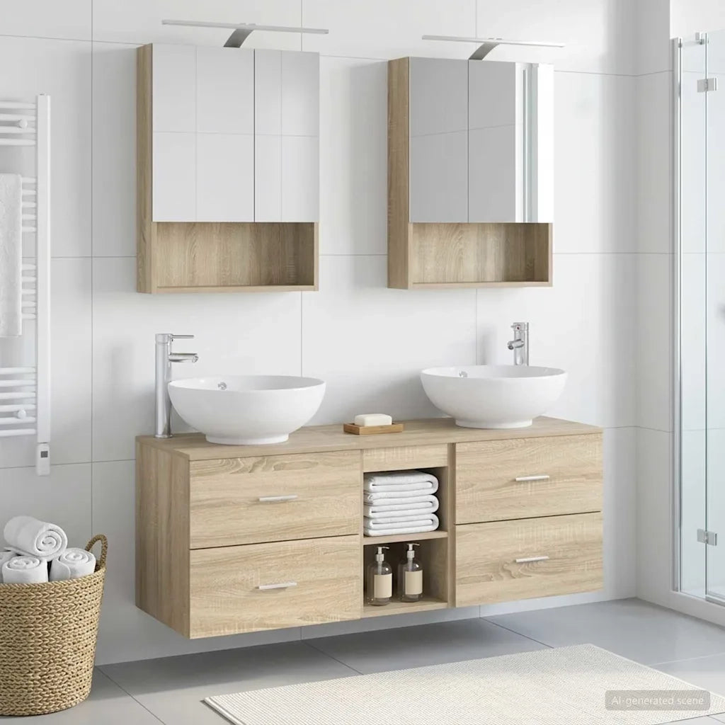 Set di mobili per il bagno 5 pcs Rovere Sonoma 3406961