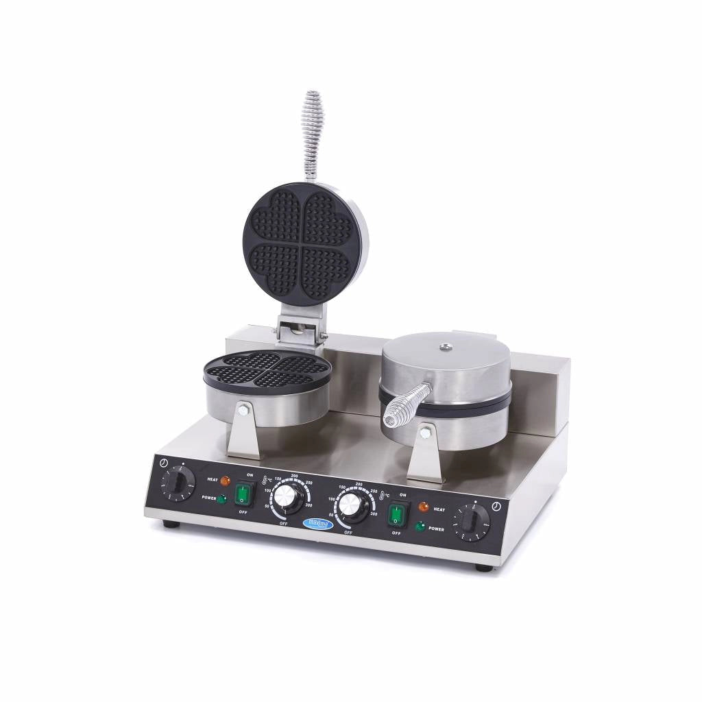 Piastra per Waffle - 8 Waffle - Cuori - Doppio