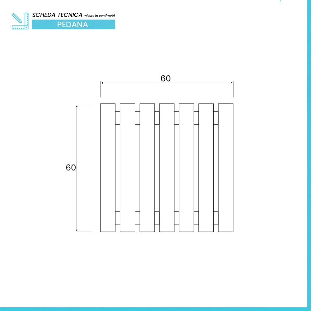 Pedana doccia 60x60 in legno massello per piatto doccia 80x80