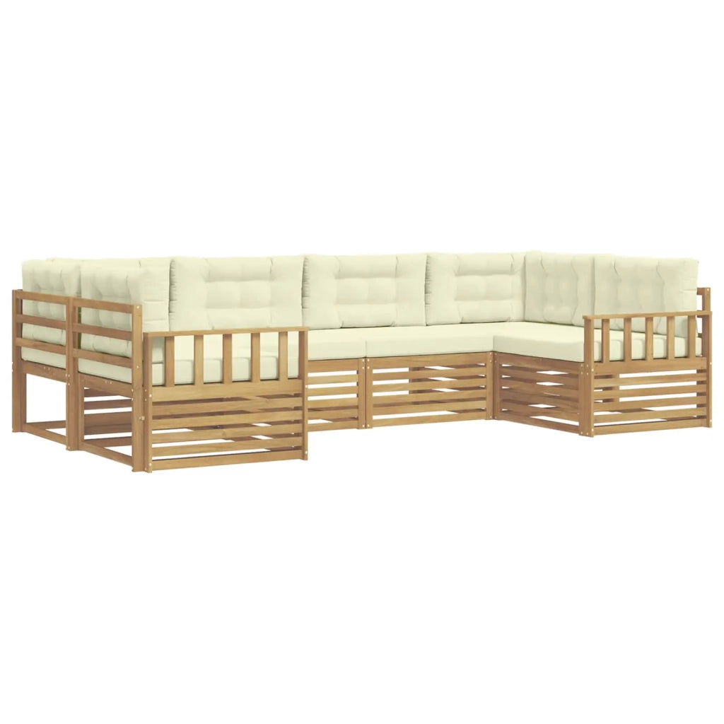 Set di divani da esterno con cuscino 6 pcs Bianco e Crema