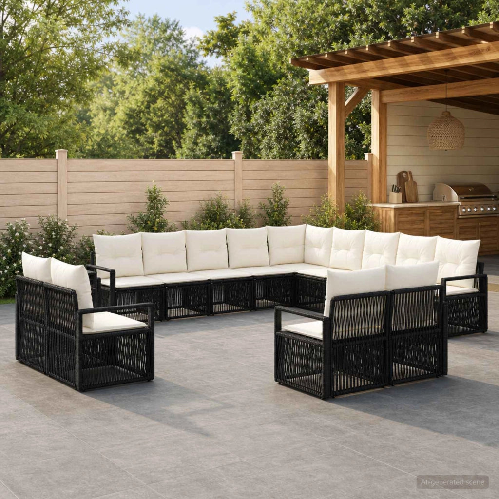 Set Divano da Giardino 13 pz Nero polyrattan 3435892