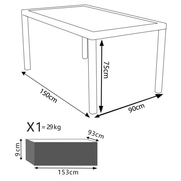 Tavolo intreccio e piano in vetro 150x90 - AXEL