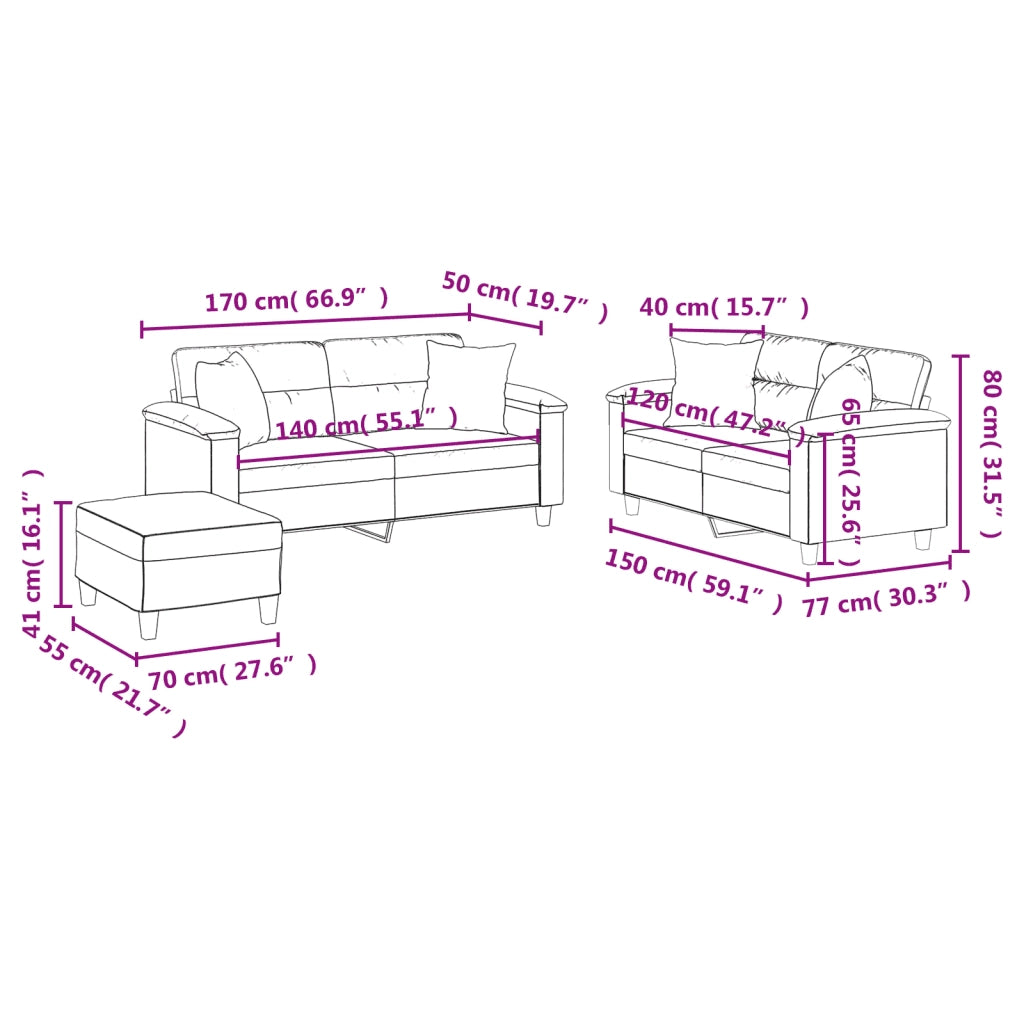 Set di Divani 3 pz con Cuscini Nero in Similpelle 3202377