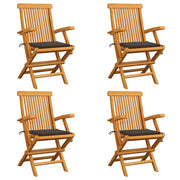 Sedie da Giardino e Cuscini Grigio Talpa 4 pz Massello di Teak cod mxl 7246