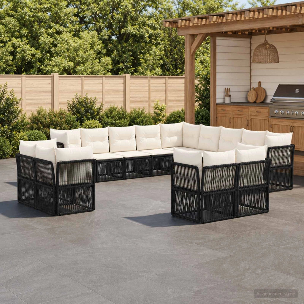Set Divano da Giardino 13 pz Nero polyrattan 3434434