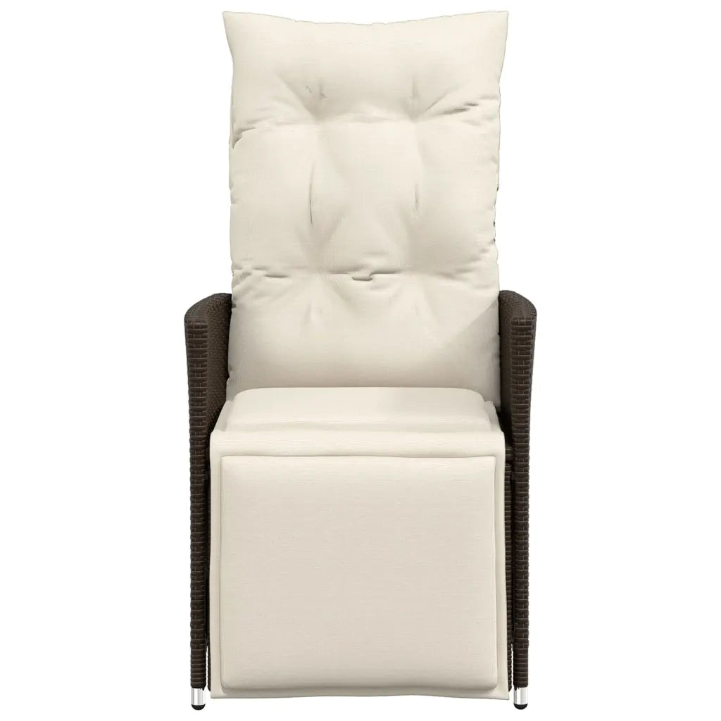 Sedia Reclinabile da Giardino con Cuscini Marrone in Polyrattan 365660