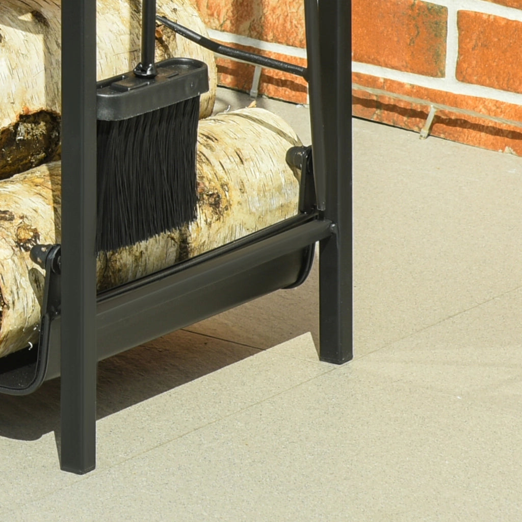 Porta Legna Interno Esterno 2 Ripiani ¨C Zephmum ¨C Nero 44.5x29.5x73 cm
