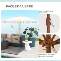 Ombrellone da Giardino a Manovella e Inclinabile, Prese d'Aria e 8 Stecche, 2.7x2.4 m, Crema