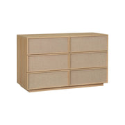 Cassettiera decorativa in legno e tessuto con 6 cassetti, marrone