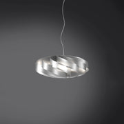 Sospensione Moderna Flat Polilux ® Argento E Metallo Cromo 1 Luce E27 D60Cm
