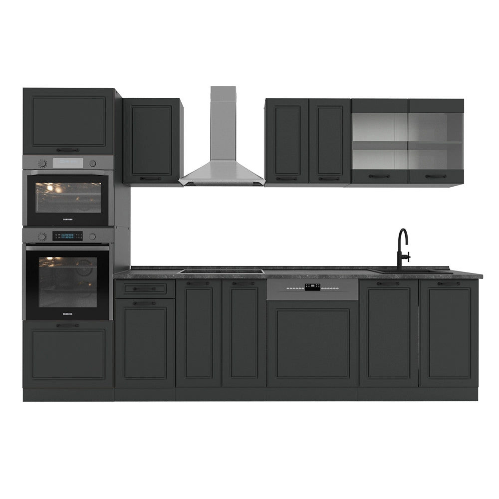 Vicco Cucina componibile Casa di campagna antracite/antracite 300 cm con armadio alto, PL Antracite