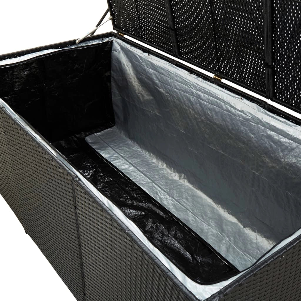 Cassetta portaoggetti per mobili da giardino in resina intrecciata 180 x 90 x 75 cm nero 02_0013121