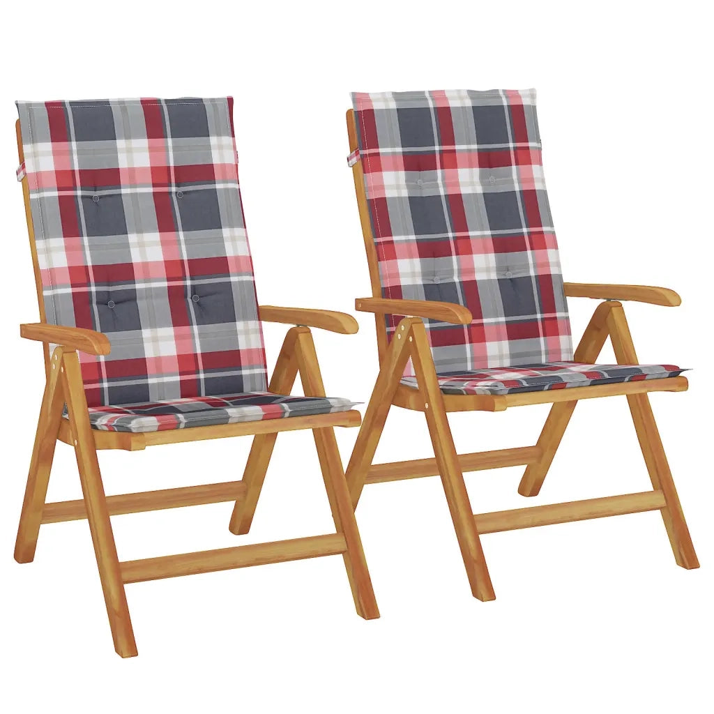 vidaXL Sedie da Giardino Reclinabili con Cuscini 2 pz in Legno di Teak