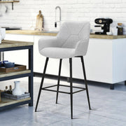 Set di 2 sgabelli Moore, Seggiola alta, Sedia senza schienale, Seduta regolabile, 55x55 h109 cm, Nero e Grigio