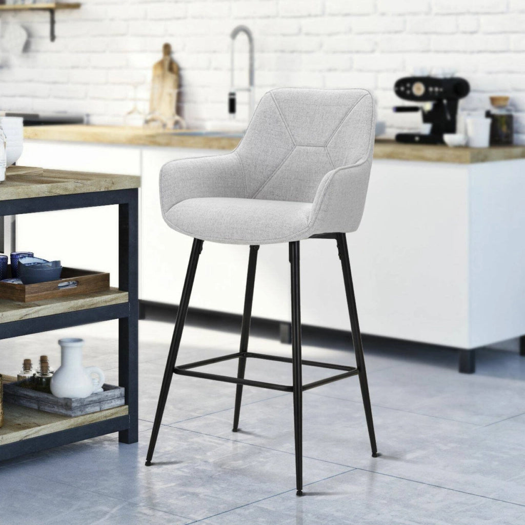 Set di 2 sgabelli Moore, Seggiola alta, Sedia senza schienale, Seduta regolabile, 55x55 h109 cm, Nero e Grigio