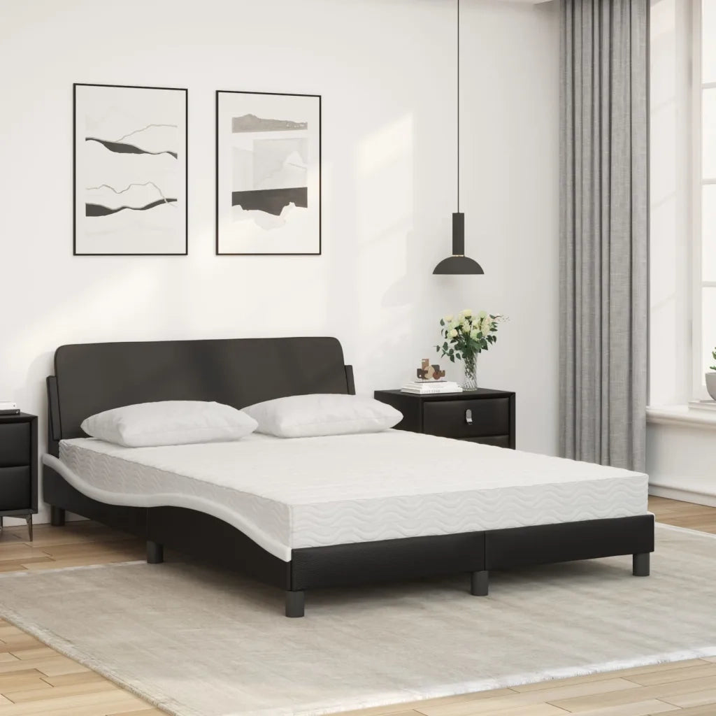 Letto con Materasso Dover Nero e Bianco 140x190 cm in Similpelle