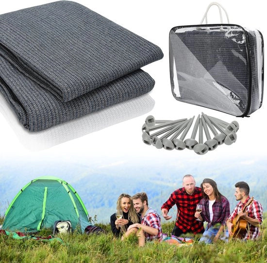 Tavolo da Campeggio Picknick 250x350cm Blu-Grigio HDPE Impermeabile All'Acqua 13 Pennelli da Terra
